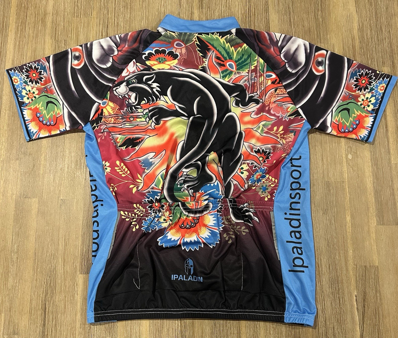 Paladin Floral Panther Tattoo Cycling Jersey Mens Sz 2XL Full Zip Hippie EUC