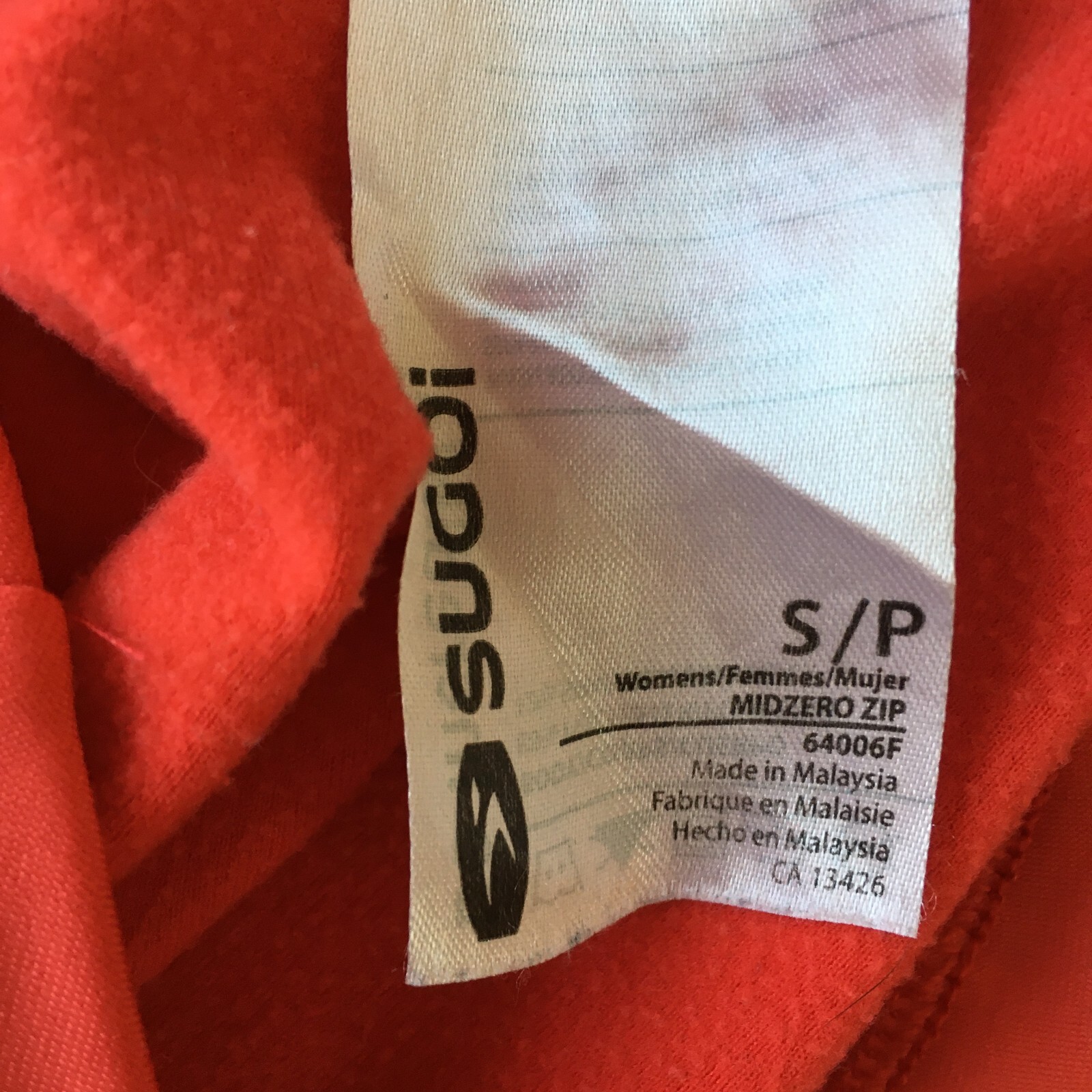 SUGOI sz Small Dark Orange Gray Trim Zip Pocket Cycling Biking Pullover Shirt