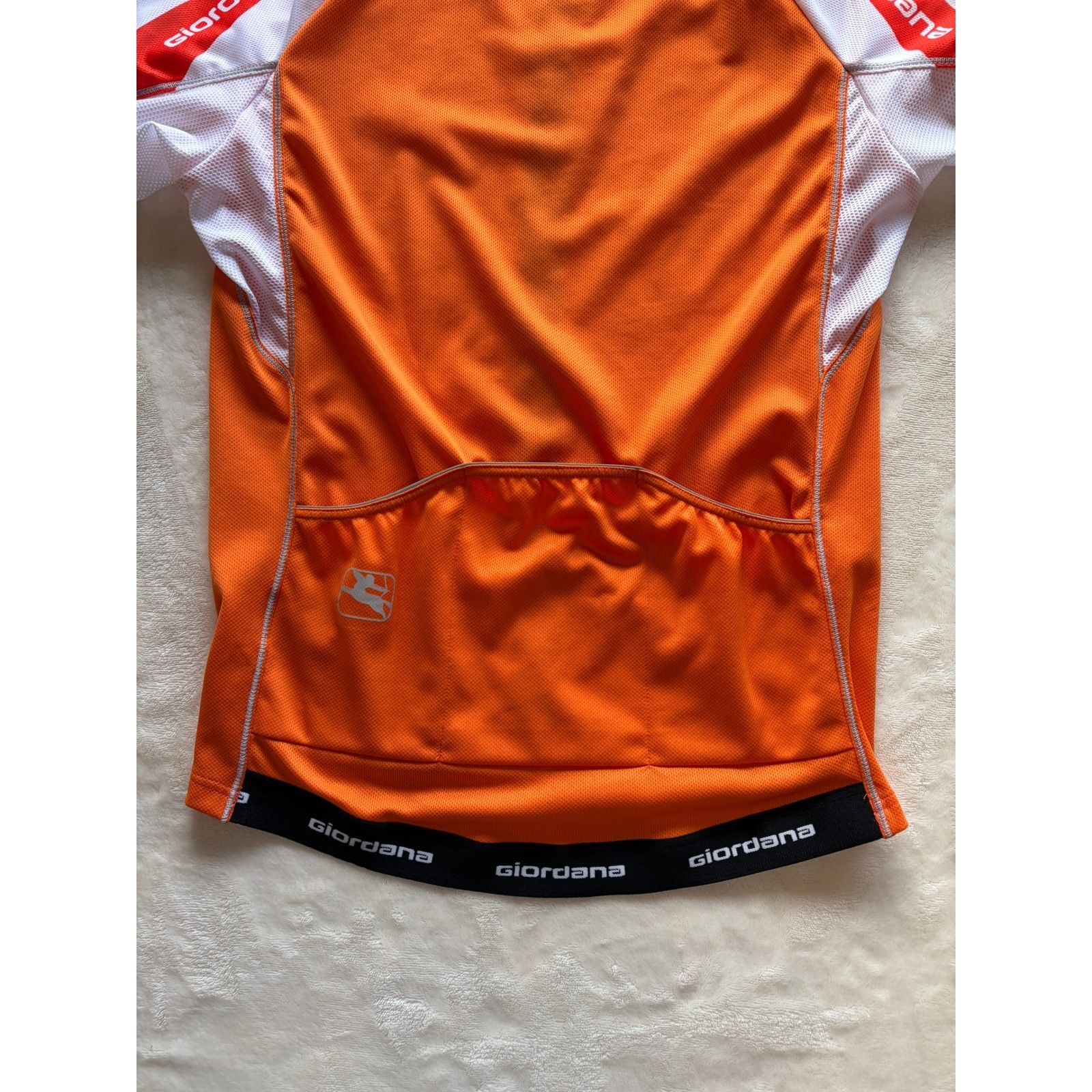 Giordana Orange White Full Zip Ride Fit Cycling Jersey Mens Medium Excellent