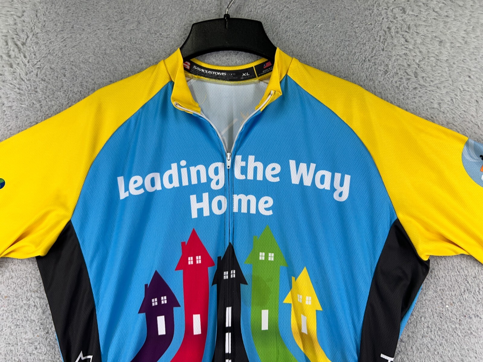 Savi Customs Cycling Jersey Adult Extra Large Blue Yellow Full Zip Polyester