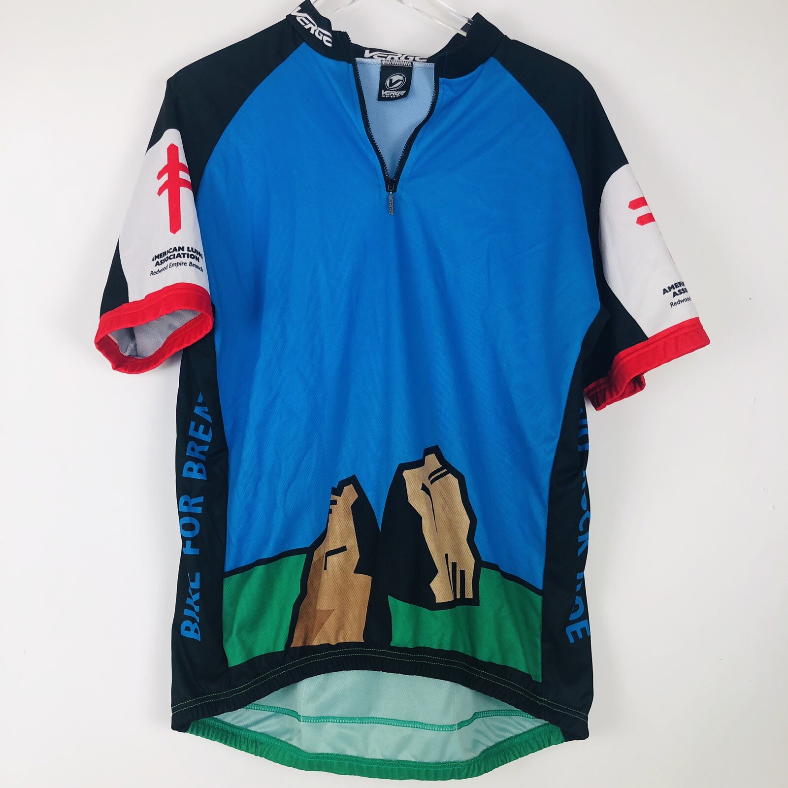 Verge Sport Mens Synthetic Bicycle Jersey Ride For Breath Lung Cancer Size XL